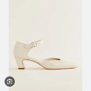 Reformation Cream Pointed-Toe Mary Jane Heels